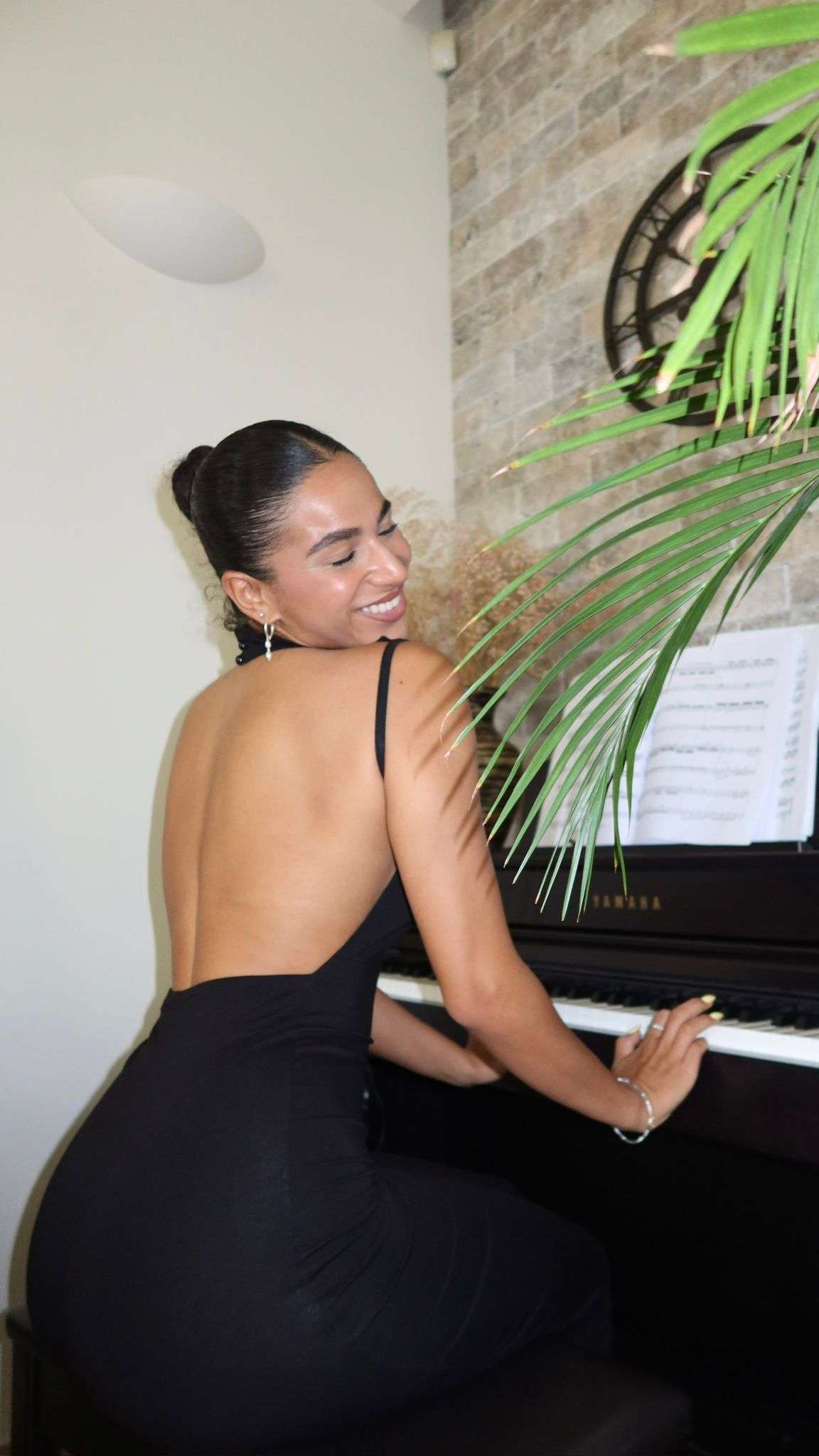 Model in a stunning evening gown at a gala